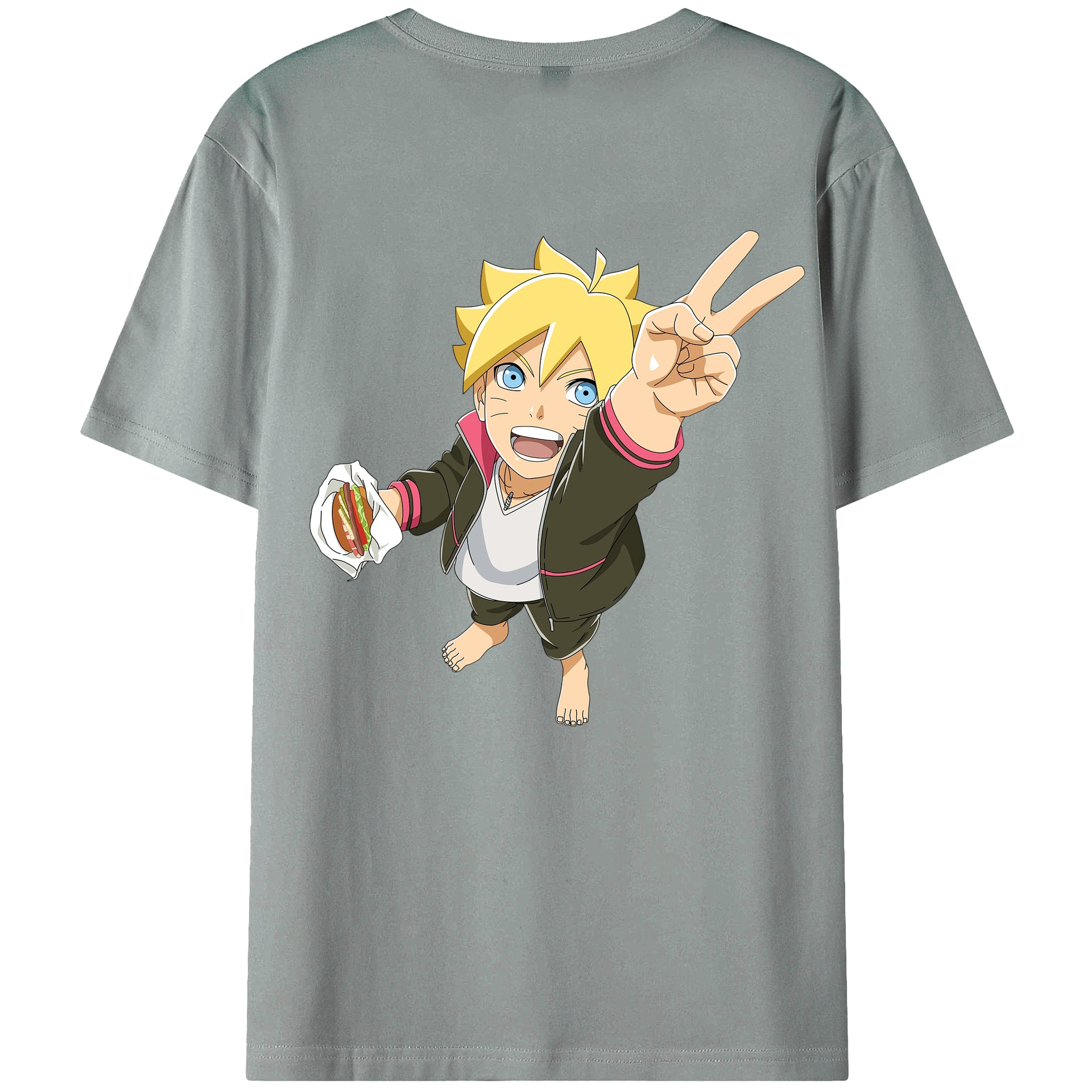 （画像用） NARUTO -ナルト- うずまき ボルト Uzumaki Boruto 綿100％ メンズ半袖Tシャツ（バックプリント） 通気性